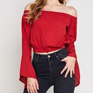 Rust Bell Sleeve Crop Top